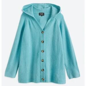 Fate Myrella Hooded Button Front Cardigan Sweater Aqua Teal Blue Womens XLarge